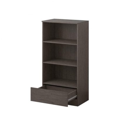 Stora Office Rustic Oak Bookcase. 3 Open Shelves. Bottom Drawer. 120cm tall. - Image 3