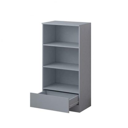 Home Office Matt Grey Bookcase. 3 Open Shelves. Bottom Drawer. 120cm tall. - Image 3