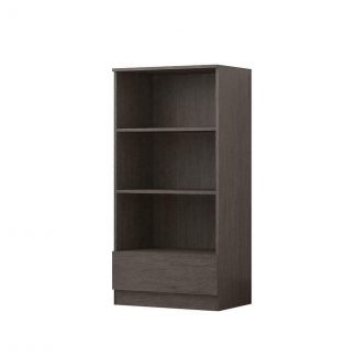 Stora Office Rustic Oak Bookcase. 3 Open Shelves. Bottom Drawer. 120cm tall.