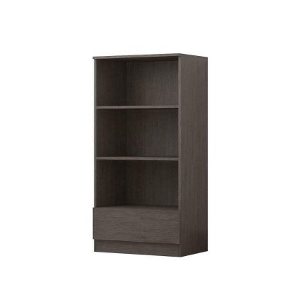 Stora Office Rustic Oak Bookcase. 3 Open Shelves. Bottom Drawer. 120cm tall.