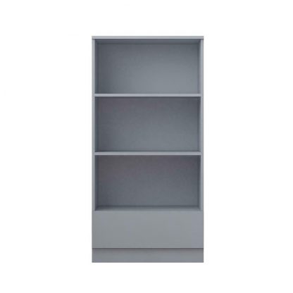 Home Office Matt Grey Bookcase. 3 Open Shelves. Bottom Drawer. 120cm tall. - Image 2