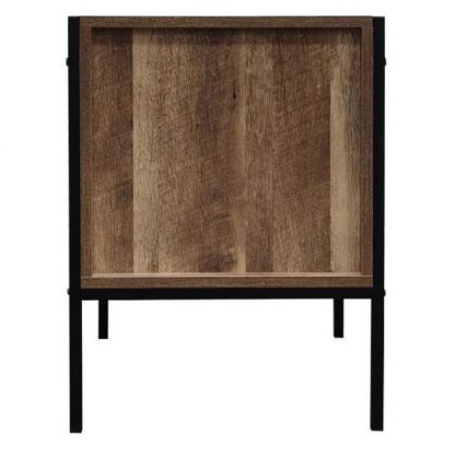 Industrial Reclaimed Wood Effect 2 Drawer Bedside Cabinet - Black - Image 3