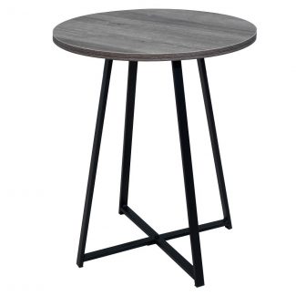 Industrial Style Tall Round Side Table Grey Wood Top