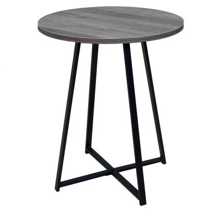 Industrial Style Tall Round Side Table Grey Wood Top