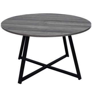 Industrial Style Large Round Coffee Table Grey Wood Top