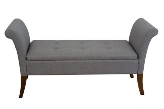 Athena Ottoman Storage Seat - Grey Linen