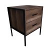 Industrial Reclaimed Wood Effect 2 Drawer Bedside Cabinet - Black - Image 5
