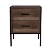 Industrial Reclaimed Wood Effect 2 Drawer Bedside Cabinet - Black - Image 4
