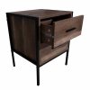 Industrial Reclaimed Wood Effect 2 Drawer Bedside Cabinet - Black - Image 6