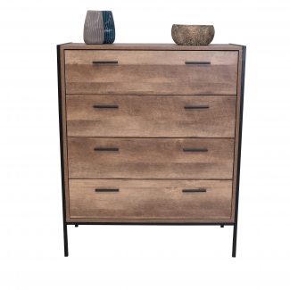 Industrial Reclaimed Wood Effect 4 Drawer Chest - Black