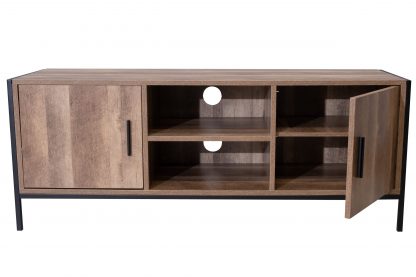 Urban Industrial Reclaimed Wood Effect TV Stand - Black - Image 3