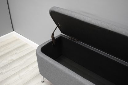 Ella Flat Linen Storage Box Seat Ottoman - Grey - Image 3