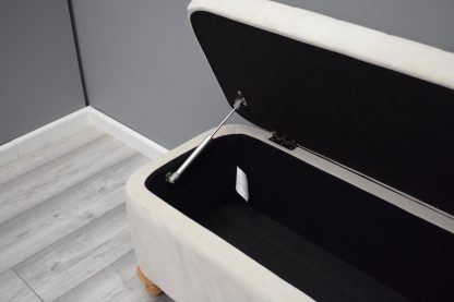Camila Velvet Ottoman Storage Box - Cream - Image 4