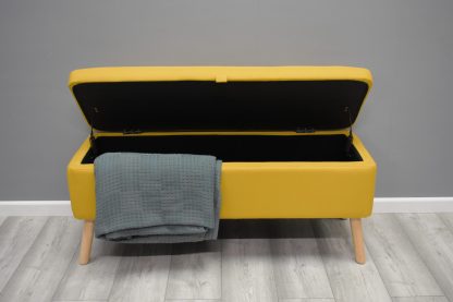 Harper Ottoman Storage Seat - Mustard Linen - Image 2
