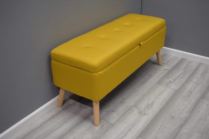 Harper Ottoman Storage Seat - Mustard Linen - Image 4