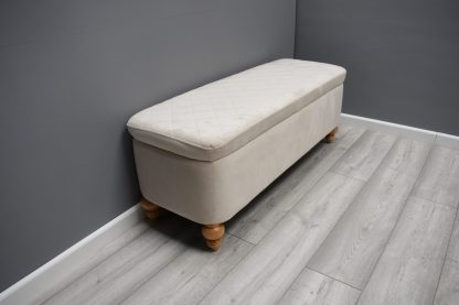 Camila Velvet Ottoman Storage Box - Cream - Image 2