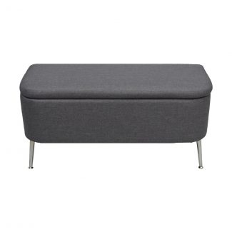 Ella Flat Linen Storage Box Seat Ottoman - Grey
