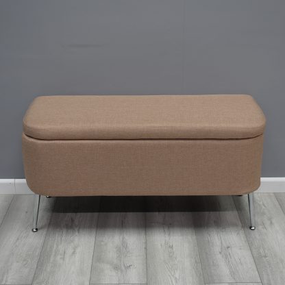 Ella Ottoman Storage Box Brown Flat linen Bench - Image 4