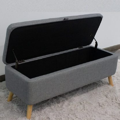 Harper Ottoman Storage Seat - Grey Linen - Image 2