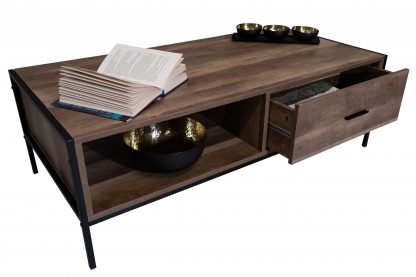 Urban Industrial Reclaimed Wood Effect Coffee Table - Black - Image 3