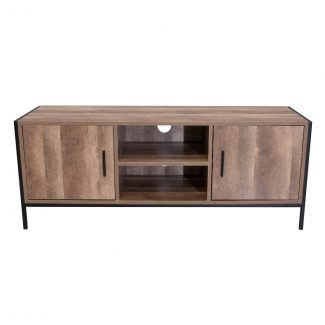 Urban Industrial Reclaimed Wood Effect TV Stand - Black