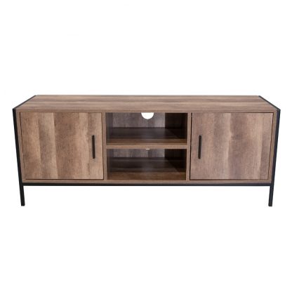 Urban Industrial Reclaimed Wood Effect TV Stand - Black