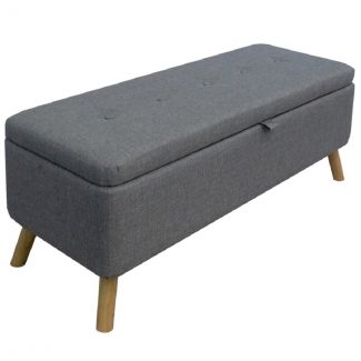 Harper Ottoman Storage Seat - Grey Linen