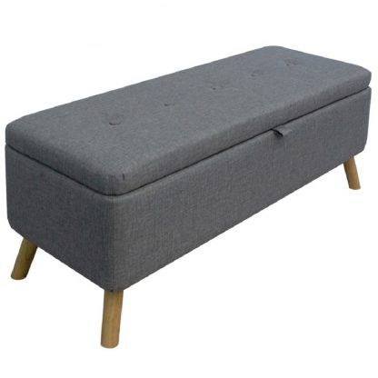 Harper Ottoman Storage Seat - Grey Linen