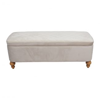Camila Velvet Ottoman Storage Box - Cream