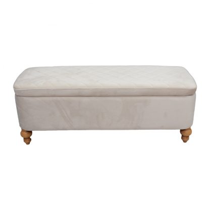 Camila Velvet Ottoman Storage Box - Cream