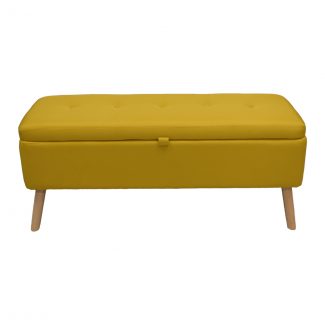 Harper Ottoman Storage Seat - Mustard Linen