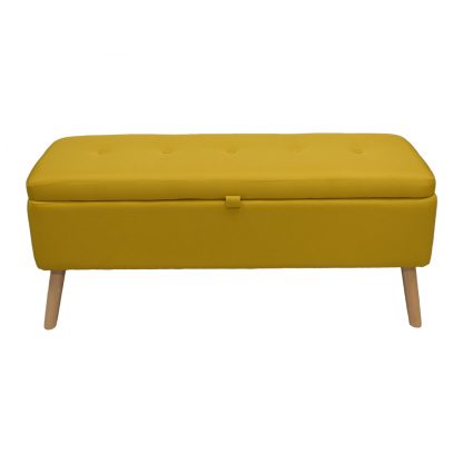 Harper Ottoman Storage Seat - Mustard Linen