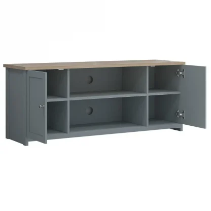 Traditional Large Grey TV Unit With Storage Cabinet Fits 60inch TV - Image 3