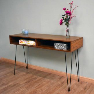 Industrial Style Console Hall Table With Metal Hairpin Legs