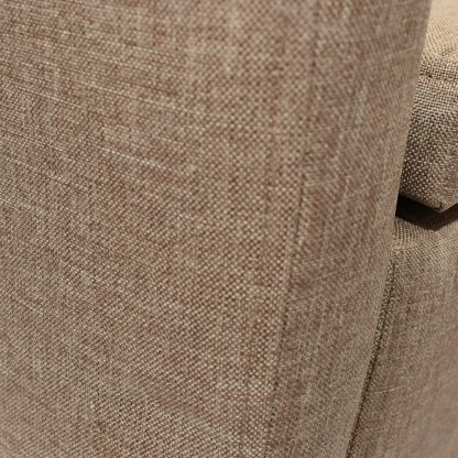 Ottoman Storage Window Seat in Brown Linen. Buttoned Hinged Seat. Wood Legs. - Image 4