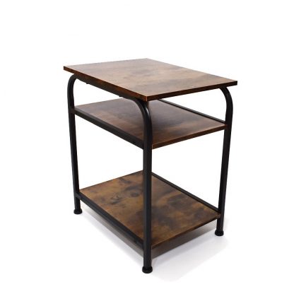 Industrial Urban Design 3 Tier Side or End Table. Black Metal Frame. - Image 2
