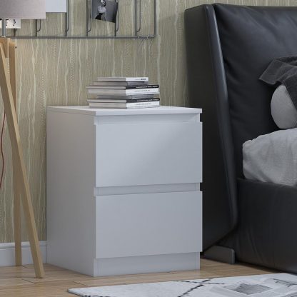 Carlton Modern Bedside Cabinet - Matt White - Image 2