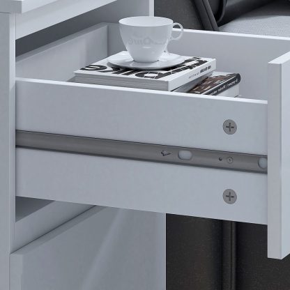 Carlton Modern Bedside Cabinet - White Gloss Drawer Fronts - Image 6