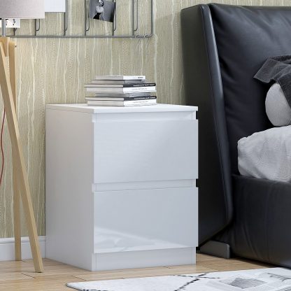 Carlton Modern Bedside Cabinet - White Gloss Drawer Fronts - Image 2