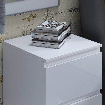Carlton Modern Bedside Cabinet - White Gloss Drawer Fronts - Image 4