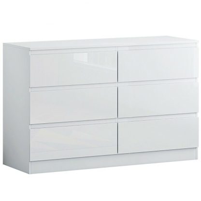 Carlton Modern 6 Drawer Chest - White Gloss Drawer Fronts