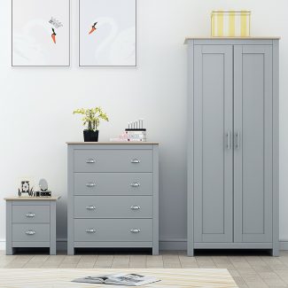 Westbury Grey On Light Oak 3 Piece Bedroom Set