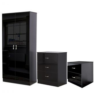 Chilton Black Gloss 3 Piece Bedroom Set
