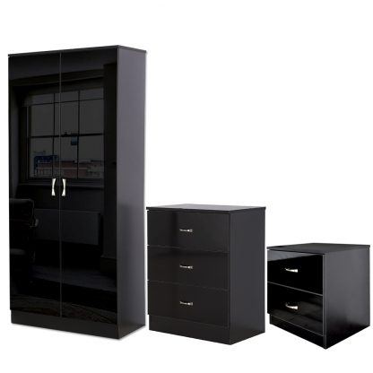 Chilton Black Gloss 3 Piece Bedroom Set