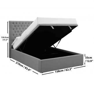 Ottoman Bedframe Upholstered Grey Wool - Double (4ft 6")