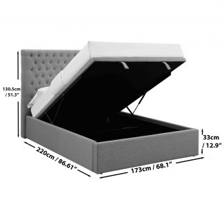 Ottoman Bedframe Upholstered Grey Wool - King Size (5ft)