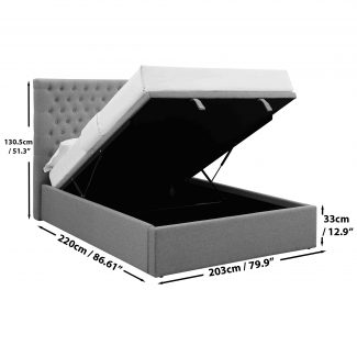 Ottoman Bedframe Upholstered Grey Wool - Super King (6ft)
