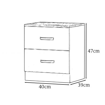 Tunis 2 Drawer Bedside Table Matt Grey - Image 5
