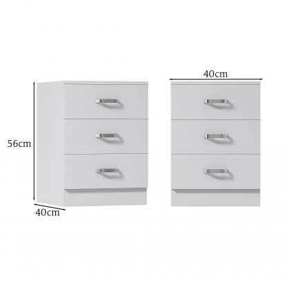 Tunis 3 Drawer Chest Of Drawers - Matt White - Image 9