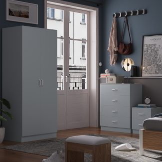 Tunis 3 Piece Bedroom Furniture Set Matt Grey